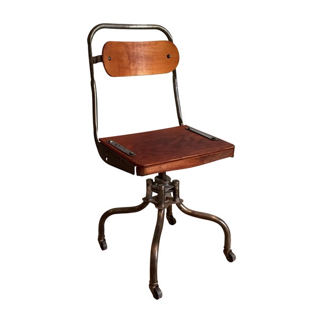 Industrial Wood & Metal Drafting Chair Chairish