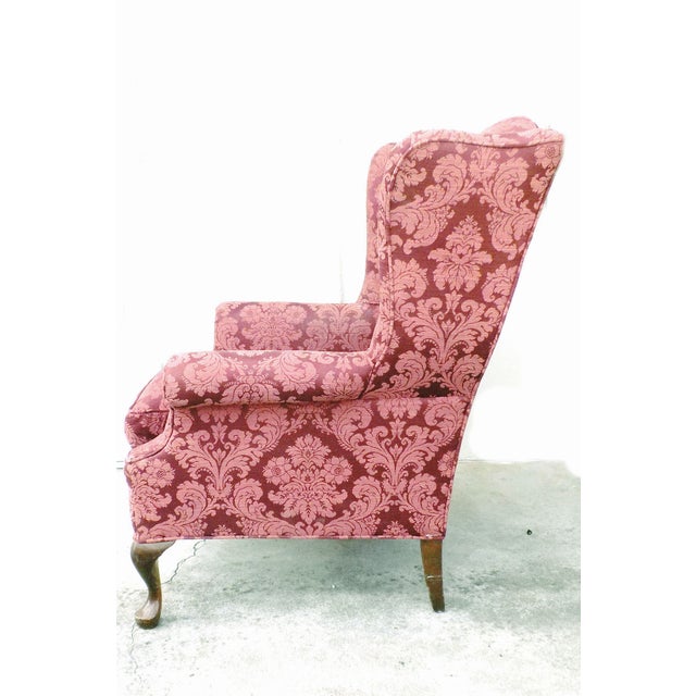 Hollywood Regency Damask Brocade Wingback Chair Chairish