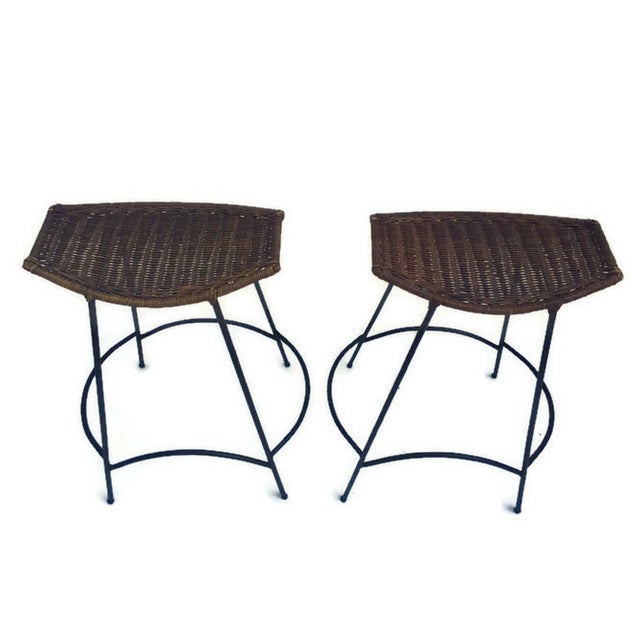 Mid-Century Modern Rattan Counter Bar Stools - A Pair ...