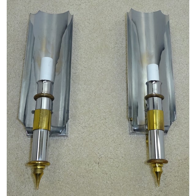 Vintage 1970s Chrome & Brass Wall Sconces - A Pair Chairish