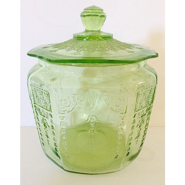 Green Depression Glass Biscuit Jar Chairish