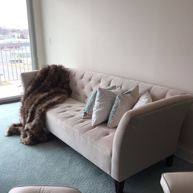 Tufted Sofa in Ivory Velvet Chairish