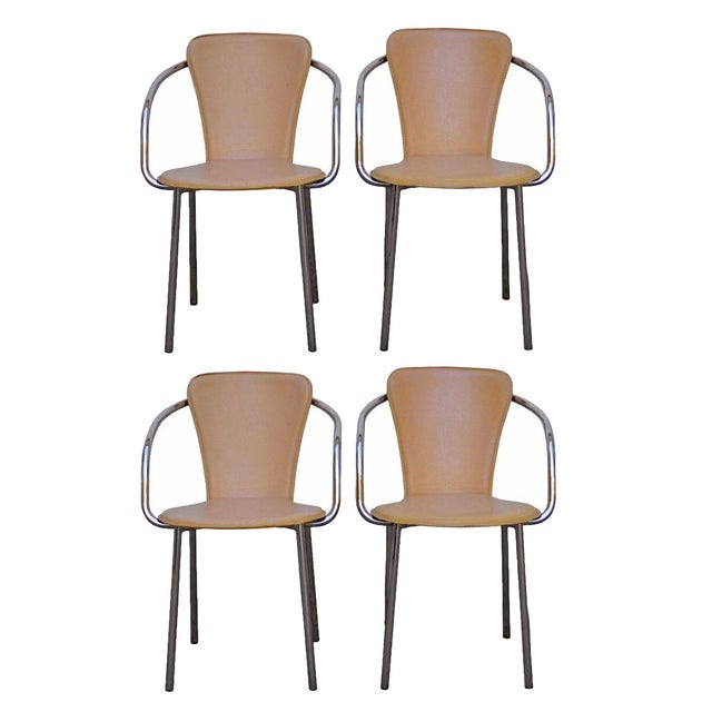 Italian Chrome & Leather Dining Chairs - Set of 4 | Chairish