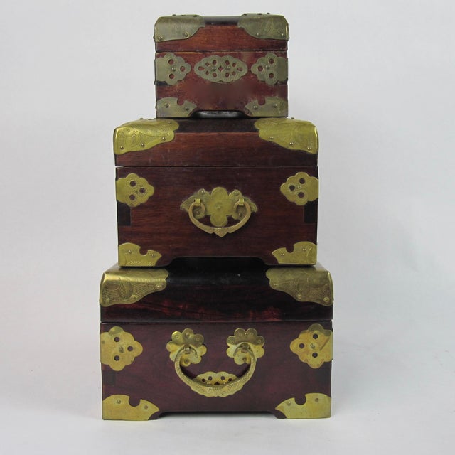 Antique Chinese Jewelry Boxes With Jade Set of 3 Chairish