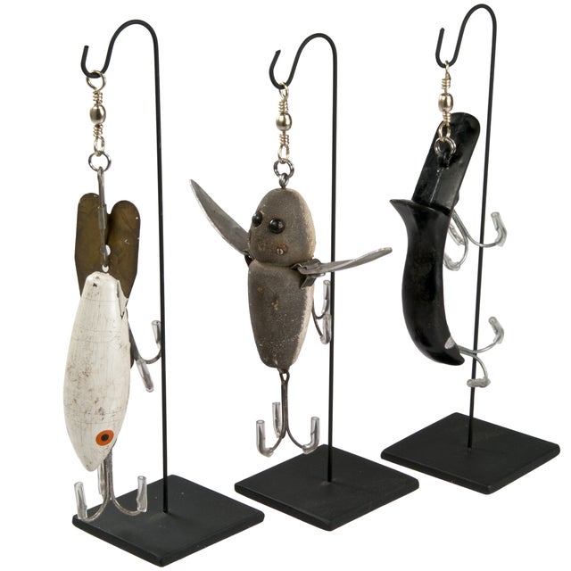 Vintage Fishing Lures on Display Stands Set of 3 Chairish