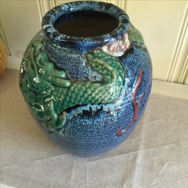Asian Dragon Pottery Vase Chairish