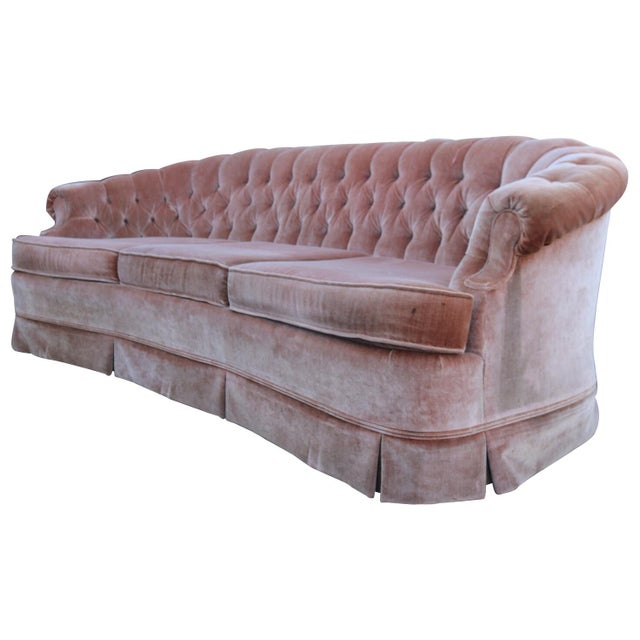 1960's Tufted Pink Velvet Chesterfield Sofa | Chairish