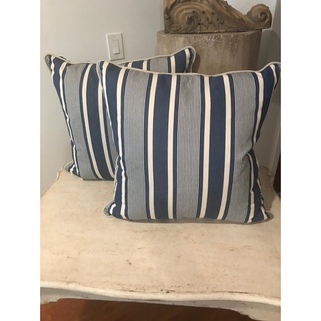 Ralph Lauren Blue & White Striped Pillows A Pair Chairish