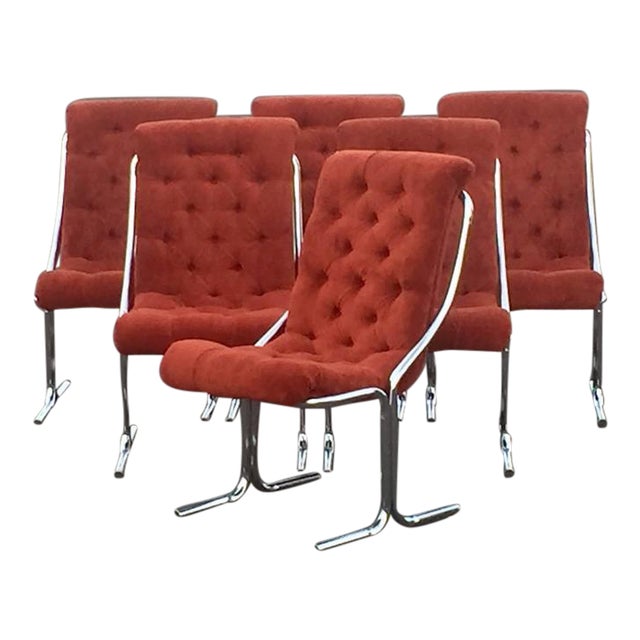 Daystrom MidCentury Modern Chrome & Velour Chairs Set of 6 Chairish