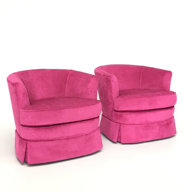 Pink Mod Barrel Back Swivel Chairs Pair Chairish
