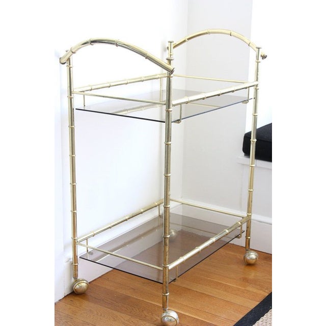 Vintage Brass Bamboo Bar Cart Chairish