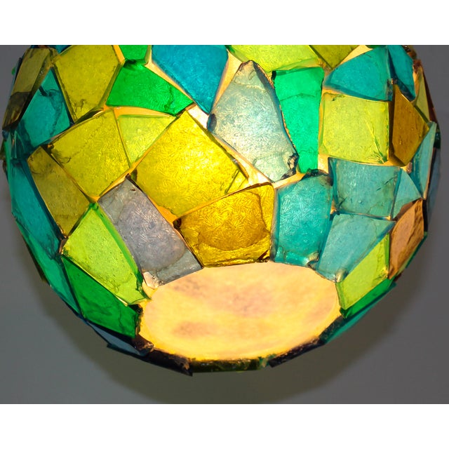 Mid-Century Modern Cracked Lucite Pendant Light | Chairish
