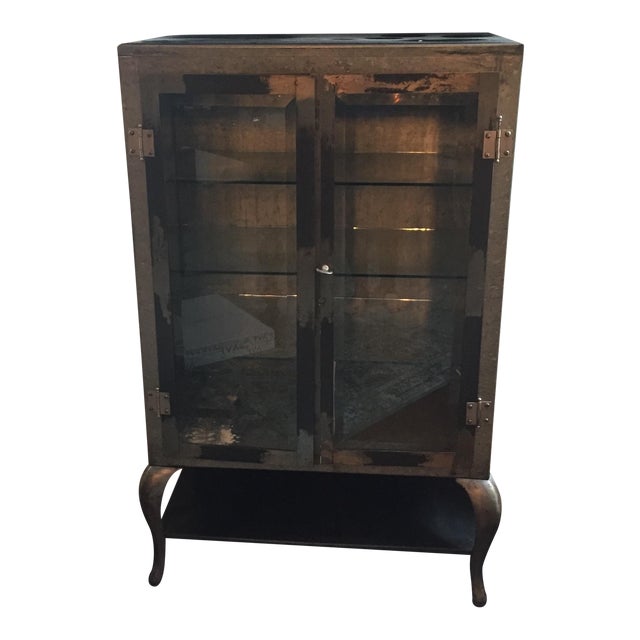 Restoration Hardware Burnished Steel Pharmacy Cabinet | Chairish