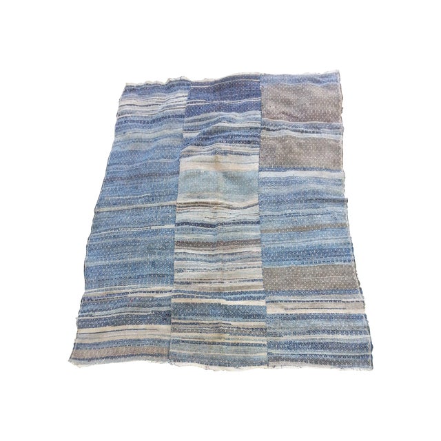 Variagated Indigo Dyed Rag Rug 4' x 5' 1" Chairish