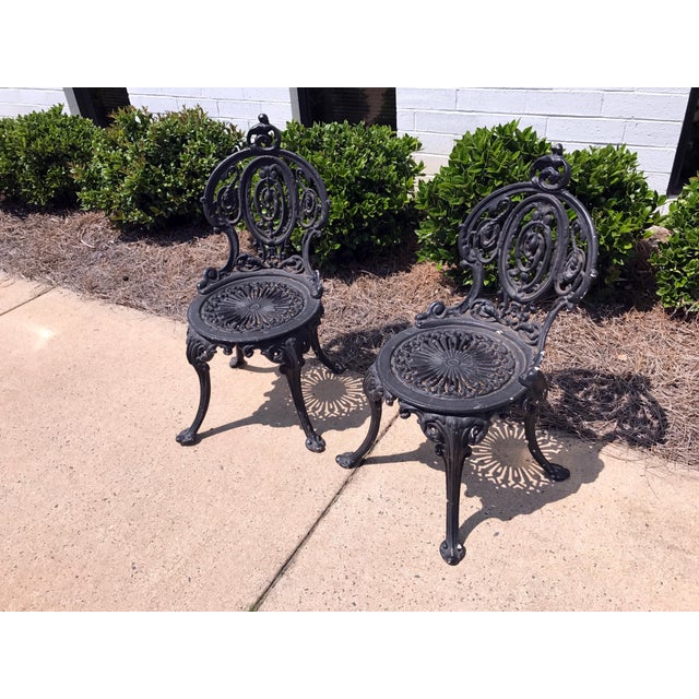 Antique Adams Navillus Cast Iron Garden Chairs Set of 2 Chairish