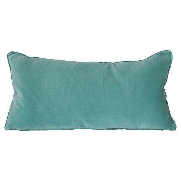 Seafoam Blue Velvet Lumbar Pillow Chairish