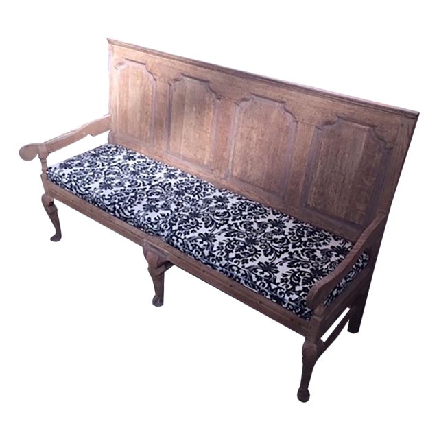 Antique High Back Wooden Bench | Chairish