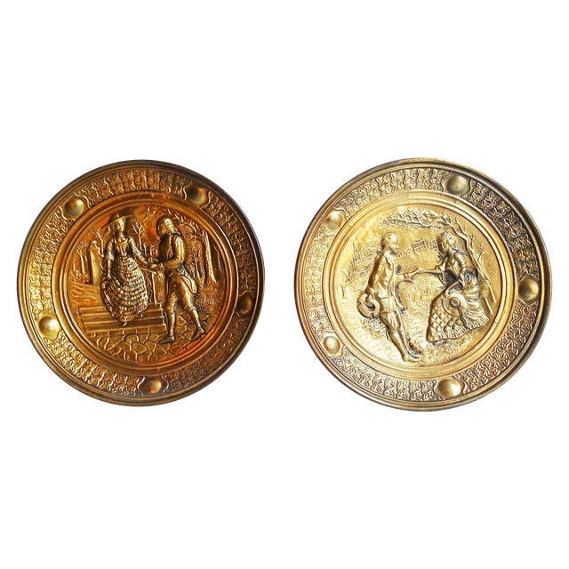 Vintage Decorative Brass Wall Plates A Pair Chairish