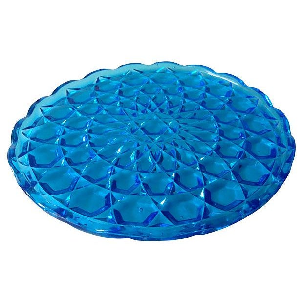 Vintage Blue Glass Diamond Serving Platter Chairish