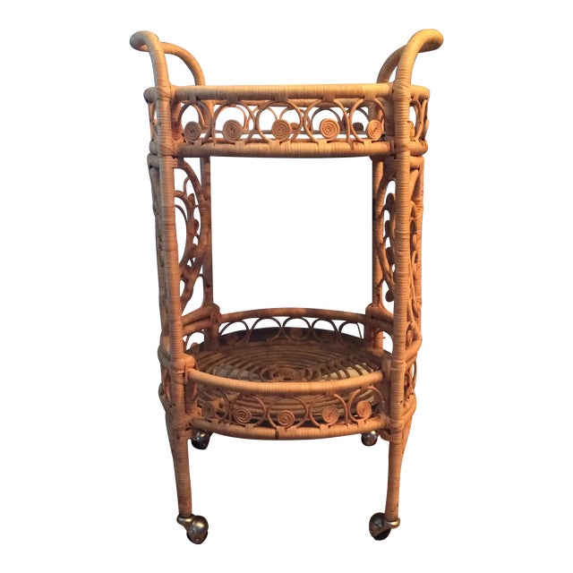 Vintage Bamboo & Rattan Bar Cart Chairish