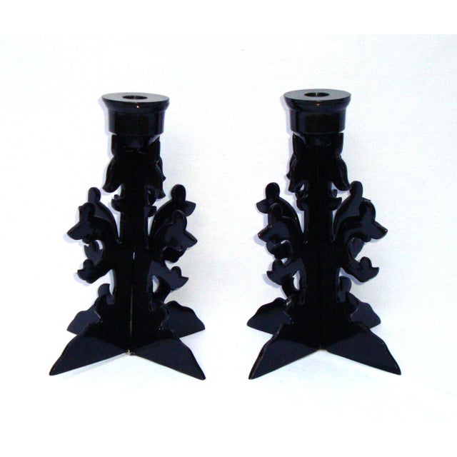 Modern Goth Black Metal Candle Holders Chairish