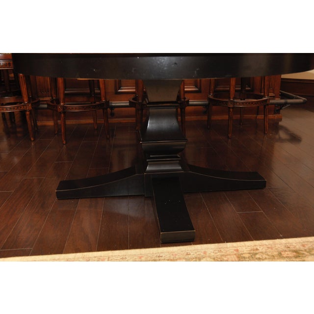 Black Finish Cherry Wood Round Dining Table | Chairish