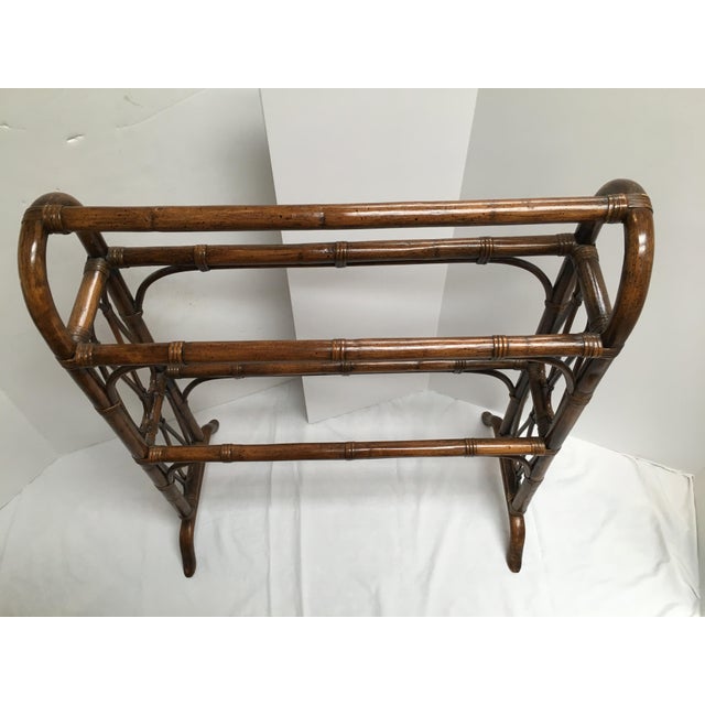 Vintage Rattan Wood Blanket/Towel Rack Chairish