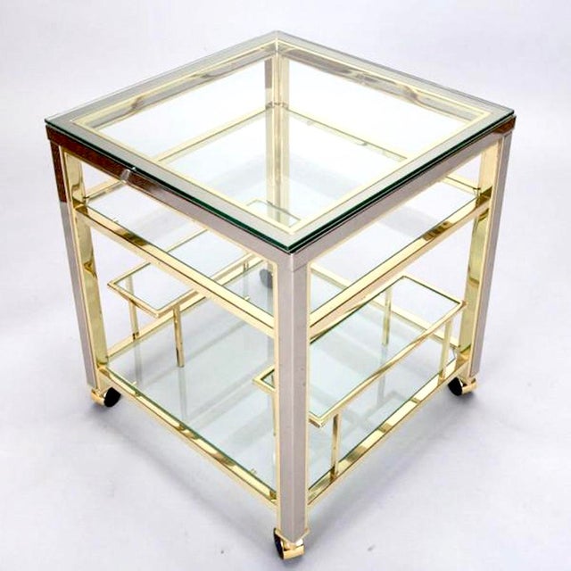 Mid-Century Modern Brass and Glass Trolley Table Gold Bar ...