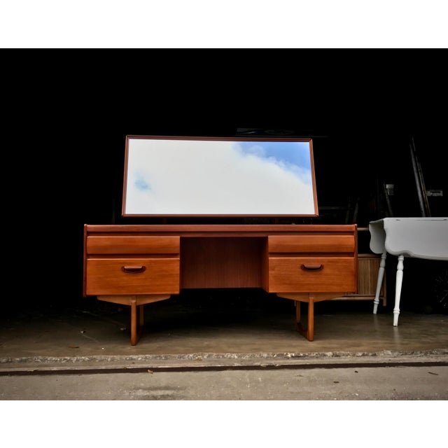 Mid-Century Modern Teak Vanity & Mirror | Chairish