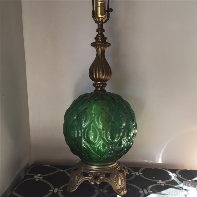 Vintage Green Glass Table Lamp Chairish