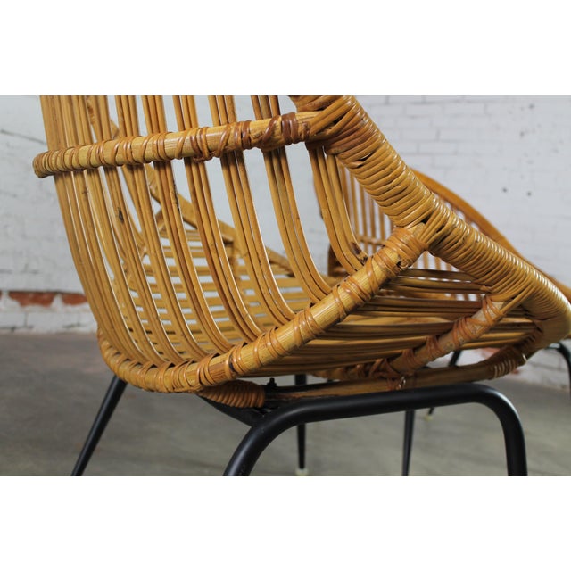 Troy Sunshade Company Mid Century Modern Rattan Wicker Basket Chairs