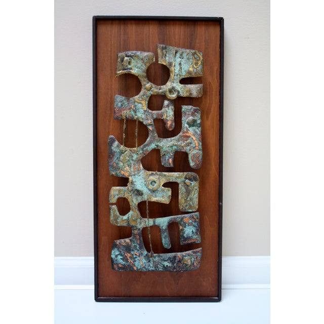 Original Framed Metal Wall Sculpture on Wood Chairish