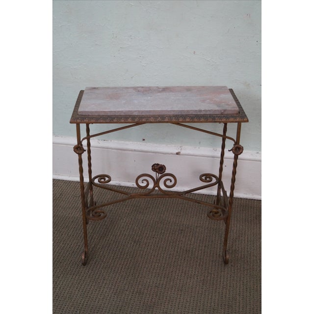 Antique Wrought Iron Marble Top Side Table Chairish