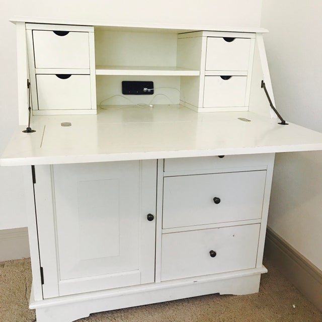 Antique Pottery Barn White Secretary Desk/Vanity Chairish
