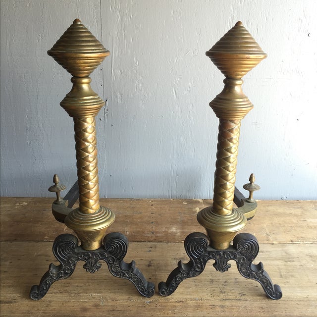 Antique Brass & Cast Iron Andirons A Pair Chairish