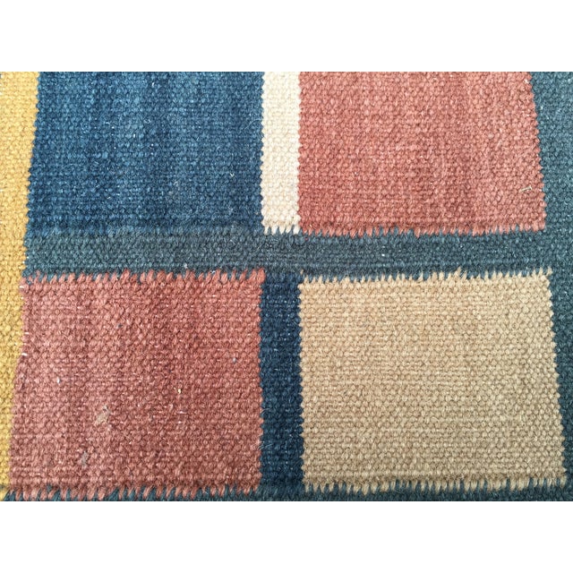 Geometric Indian Dhurrie Wool Rug 4' x 6' Chairish