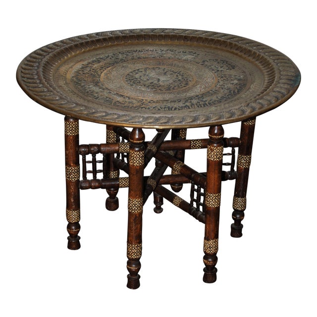 Moroccan Brass & Mother of Pearl Inlay Table Chairish