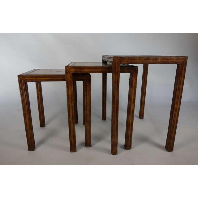 Maitland Smith Leather Nesting Tables Set of 3 Chairish