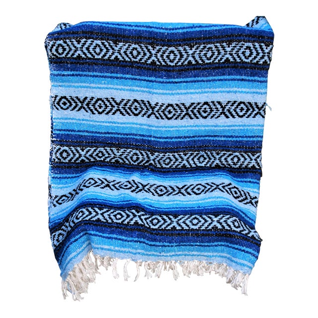 Blue Handmade Mexican Throw Rug Chairish