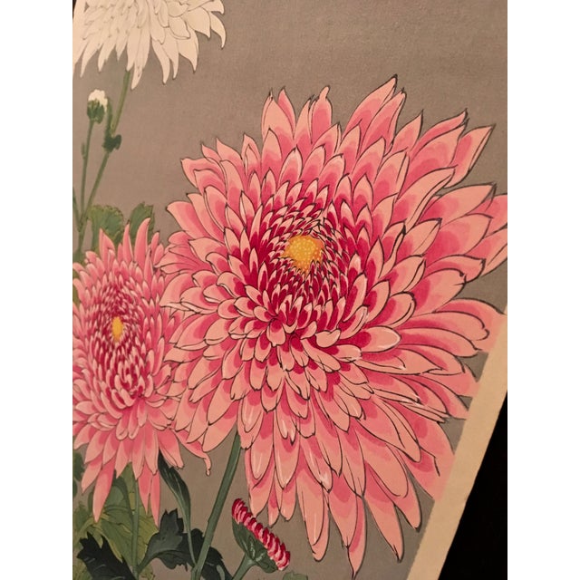 "Chrysanthemums" Japanese Woodblock Chairish