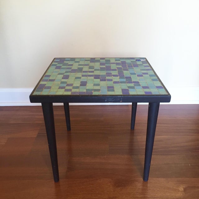 MidCentury Modern Glass Mosaic Side Table Chairish