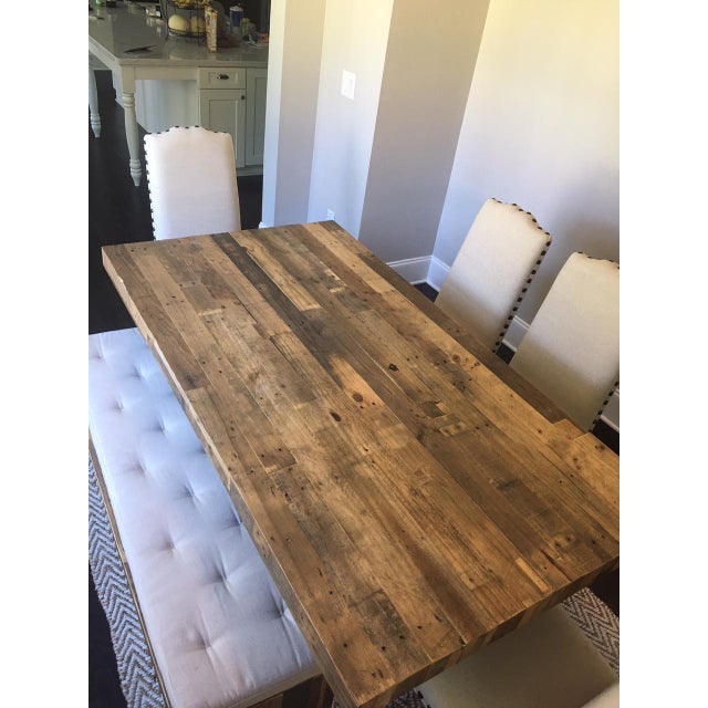 West Elm Reclaimed Wood Dining Table W/Bench & 4 Pottery ...