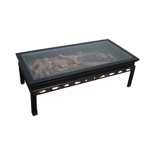 Antique Black & Gold Chinese Asian Coffee Table | Chairish