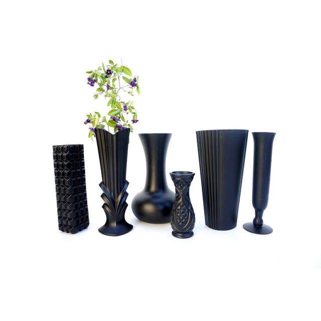 Vintage Assorted Matte Black Vases Set of 6 Chairish