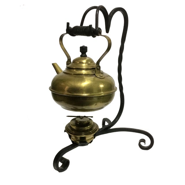 Antique Brass Kettle With Cast Iron Stand Chairish