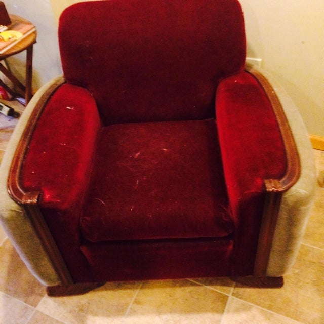 Vintage 1940's Red Velvet Armchair Chairish
