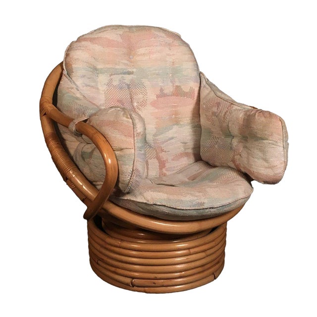 Vintage Rattan Bamboo Swivel Rocker | Chairish