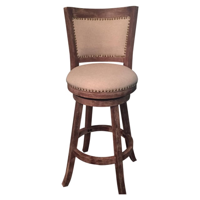 Linen Nailhead Bar Stools Set of 3 Chairish