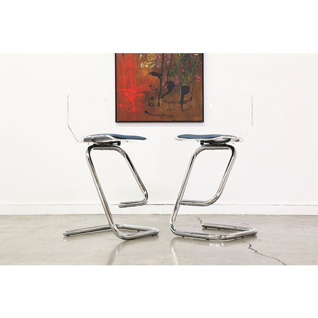 Vintage Lucite Acrylic Bar Stools Pair Chairish