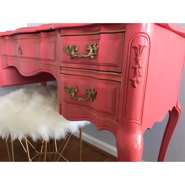 French Provincial Vanity Set With Faux Fur Stool Chairish